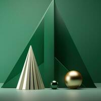 ai generado verde 3d modelo Navidad árbol en el verde foto