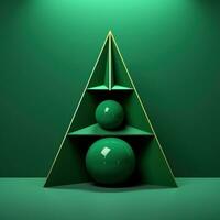 ai generado verde 3d modelo Navidad árbol en el verde foto