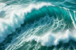 AI generated Top view foamy water waves at the ocean. Pro Photo