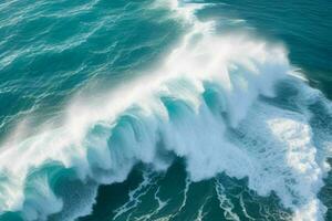 AI generated Top view foamy water waves at the ocean. Pro Photo