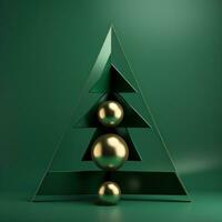 ai generado verde 3d modelo Navidad árbol en el verde foto