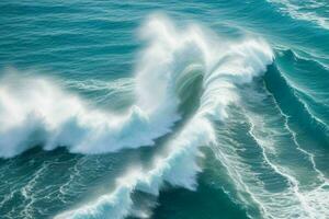 AI generated Top view foamy water waves at the ocean. Pro Photo