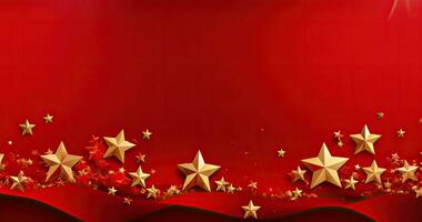 AI Generated red and gold christmas background with a stars photo