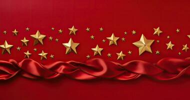 AI Generated red and gold christmas background with a stars photo