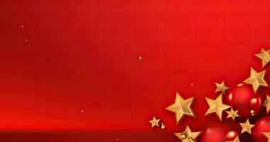 AI Generated red and gold christmas background with a stars photo