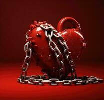 AI Generated A broken heart in chains. A broken heart. A glued heart photo