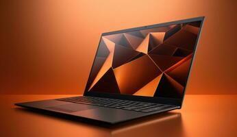 AI Generated Laptop. Technology Laptop. Laptop against dark background. photo