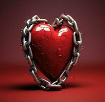 AI Generated A broken heart in chains. A broken heart. A glued heart photo