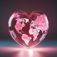 AI Generated A planet in the shape of a heart. The world as a heart. photo