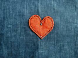 AI Generated A heart made of denim. Denim texture and heart. photo