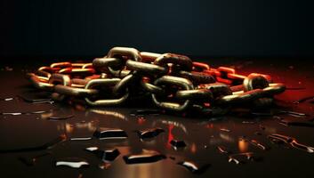 AI Generated Iron Chains . Steel chains . Broken chain. photo