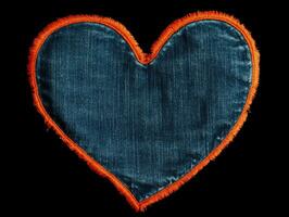 AI Generated A heart made of denim. Denim texture and heart. photo