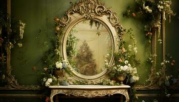 AI generated mirror decorate frame stone photo