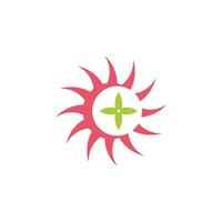 sun leaf plus medical nature therapy logo vector