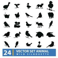 vector colección de siluetas de zoo animales en el bosque, mamíferos y anfibios, protegido animales, mascotas. adorable y elegante aislado en antecedentes