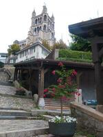 a large building with a tower photo