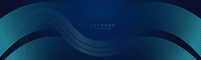 Abstract Dark Blue Waving circles lines Technology Background. Modern gradient with glowing lines shiny geometric shape and diagonal, for brochure, cover, poster, banner, website, header vector