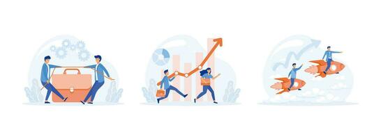 People on business competition. Business people competitive with business on target graph. Leadership to win business competition. Business competition set flat vector modern illustration