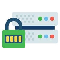Padlock with data server denoting concept icon of secure server in flat trendy style vector