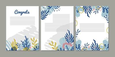 Creative art templates with abstract and floral elements. For poster, greeting and business card, invitation, banner, brochure, email header, post in social media, events and page cover. vector