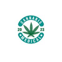 cannabis ganja badge logo design vector template