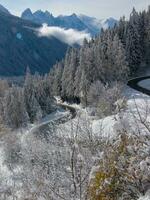 a snowy mountain range photo