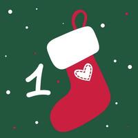 Christmas advent calendar in the style of minimalism, flat lay. Day 1. Santa's boot on a pink background vector