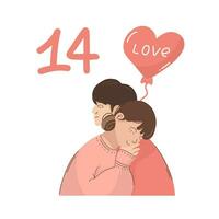 Day 14. Advent calendar for Valentine's Day from the first to the fourteenth of February. vector