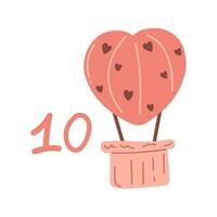 Day 10. Advent calendar for Valentine's Day from the first to the fourteenth of February. vector