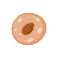 An isolated cookie on a white background. Round cookie with almonds. Single cookie icon vector