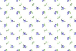 Butterfly pea flower with leaf as seamless pattern background vector