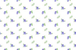 Butterfly pea flower with leaf as seamless pattern background vector