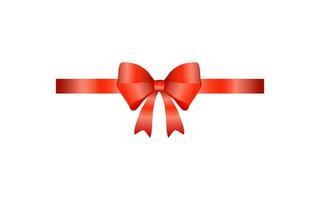 Elegant red ribbon and bow on white. Vector image isolated on white background