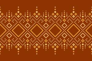 Orange vintages cross stitch traditional ethnic pattern paisley flower Ikat background abstract Aztec African Indonesian Indian seamless pattern for fabric print cloth dress carpet curtains and sarong vector