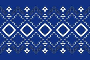 Indigo navy blue geometric traditional ethnic pattern Ikat seamless pattern border abstract design for fabric print cloth dress carpet curtains and sarong Aztec African Indian Indonesian vector