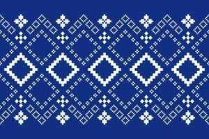 Indigo navy blue geometric traditional ethnic pattern Ikat seamless pattern border abstract design for fabric print cloth dress carpet curtains and sarong Aztec African Indian Indonesian vector