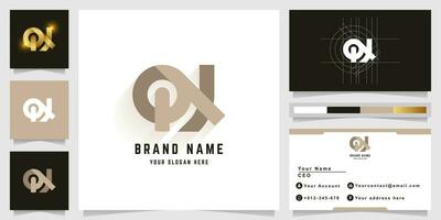 Letter QX or QN monogram logo with business card design vector