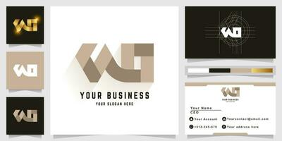 Letter WO or NO monogram logo with business card design vector