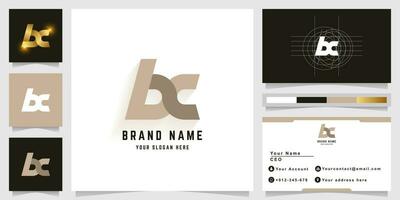 Letter bc or bx monogram logo with business card design vector