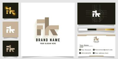 Letter Fk or Fh monogram logo with business card design vector