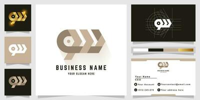 Letter qw or 9w monogram logo with business card design vector