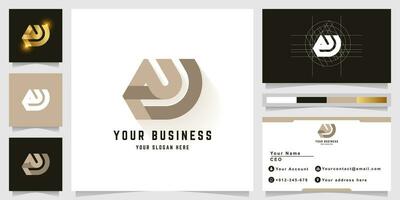 Letter eW or AW monogram logo with business card design vector