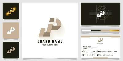 Letter jP or jo monogram logo with business card design vector