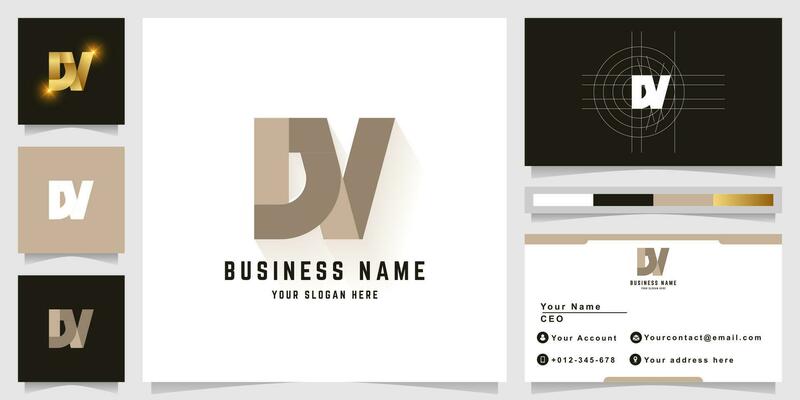Letter DV or DN monogram logo with business card design