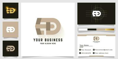 Letter ED or DE monogram logo with business card design vector