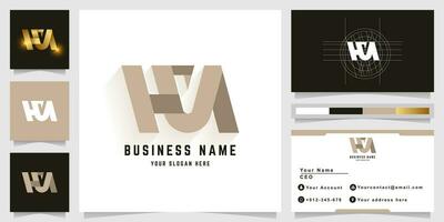 Letter HN or HVN monogram logo with business card design vector