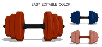 cartoon red sports dumbbell. Healthy lifestyle, fitness. Realistic vector