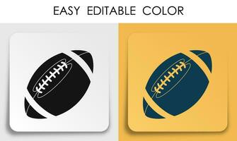 Sports ball for playing American football icon on paper square sticker with shadow. Team sports. Active lifestyle. Mobile app button. Vector