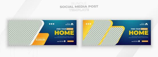 Real estate Luxury home property and 2 color gradient clean background or digital Construction social media post bundle design template vector