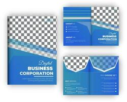 Business bi fold brochure and Digital company profile design template vector